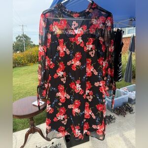 Black flowery dress.